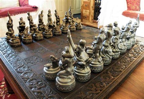 adult themed chess set.